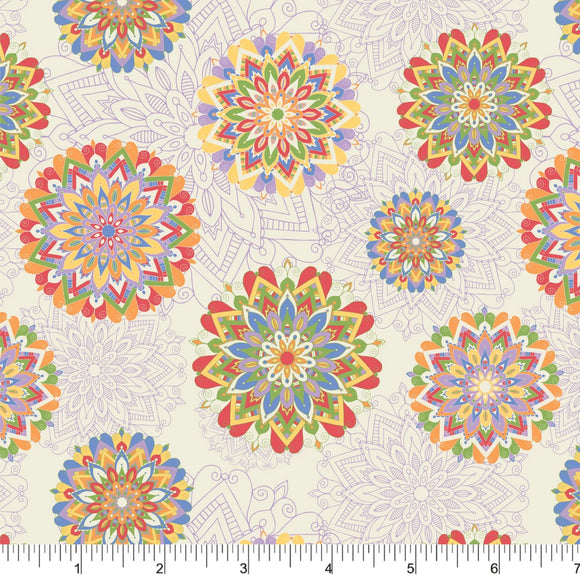 Phoebe Fabrics - Colourfully Calm PH0434 - Floating Mandalas
